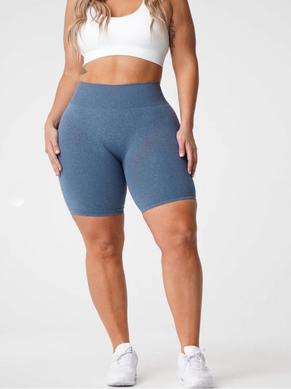 NVGTN Slate Blue Pro Seamless High Rise Performance Biker Shorts Sz M